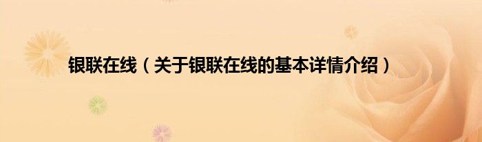 银联在线（关于银联在线的基本详情介绍）