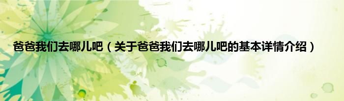 爸爸我们去哪儿吧（关于爸爸我们去哪儿吧的基本详情介绍）