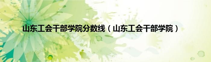 山东工会干部学院分数线（山东工会干部学院）