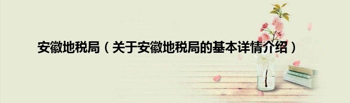 安徽地税局（关于安徽地税局的基本详情介绍）