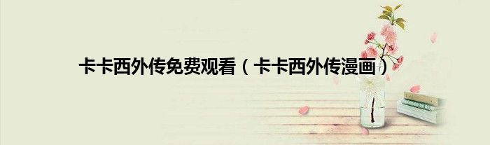 卡卡西外传免费观看（卡卡西外传漫画）
