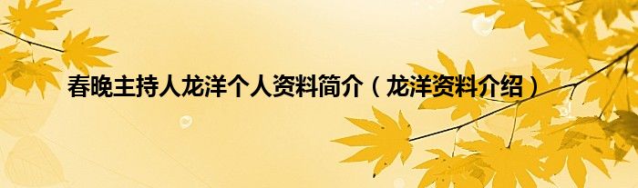 春晚主持人龙洋个人资料简介（龙洋资料介绍）