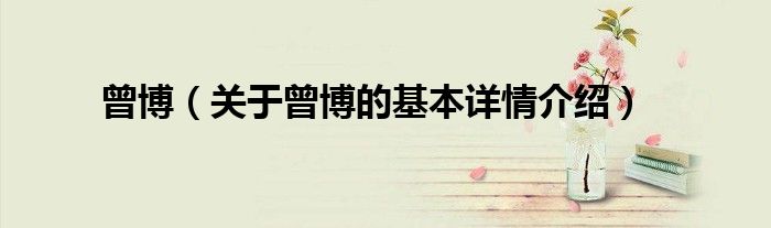 曾博（关于曾博的基本详情介绍）