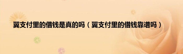 翼支付里的借钱是真的吗（翼支付里的借钱靠谱吗）