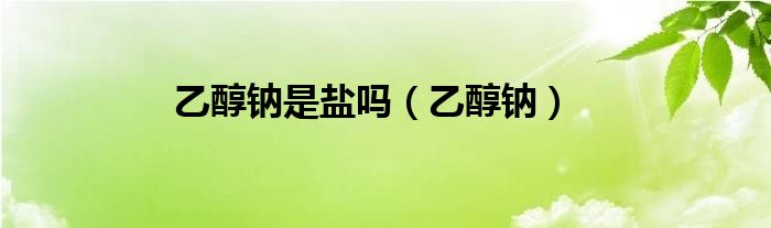 乙醇钠是盐吗（乙醇钠）