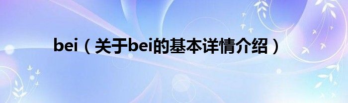 bei（关于bei的基本详情介绍）