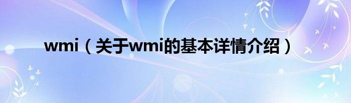 wmi（关于wmi的基本详情介绍）