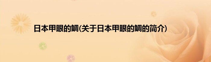 日本甲眼的鲷(关于日本甲眼的鲷的简介)