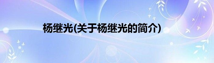 杨继光(关于杨继光的简介)