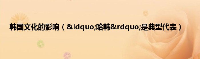 韩国文化的影响（&amp;ldquo;哈韩&amp;rdquo;是典型代表）