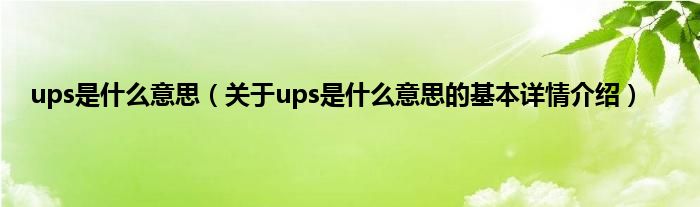 ups是什么意思（关于ups是什么意思的基本详情介绍）