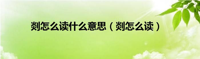 剡怎么读什么意思（剡怎么读）