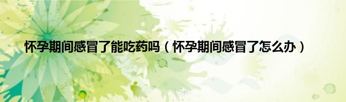 怀孕期间感冒了能吃药吗（怀孕期间感冒了怎么办）