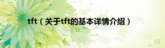 tft（关于tft的基本详情介绍）