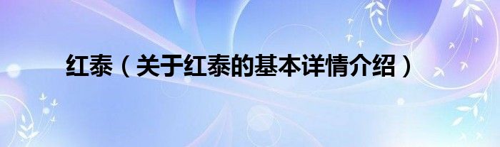 红泰（关于红泰的基本详情介绍）