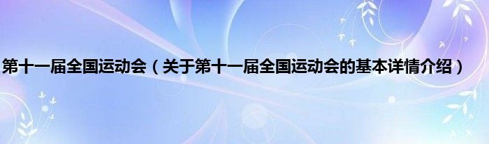第十一届全国运动会（关于第十一届全国运动会的基本详情介绍）