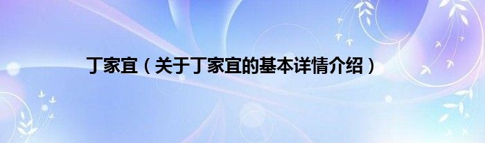 丁家宜（关于丁家宜的基本详情介绍）