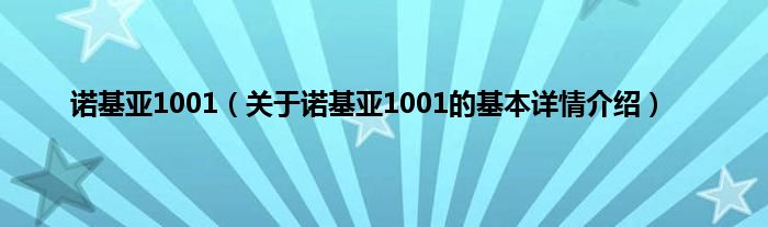 诺基亚1001（关于诺基亚1001的基本详情介绍）