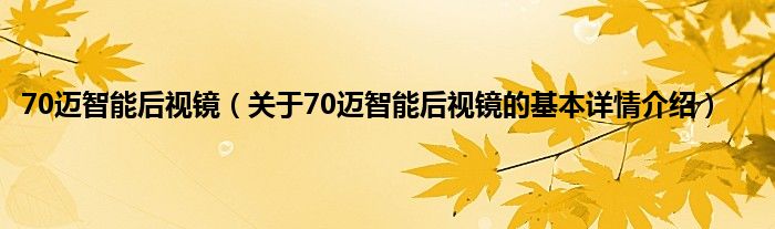 70迈智能后视镜（关于70迈智能后视镜的基本详情介绍）