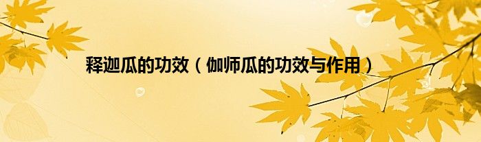 释迦瓜的功效（伽师瓜的功效与作用）