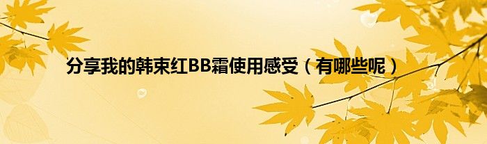 分享我的韩束红BB霜使用感受（有哪些呢）