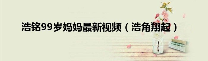 浩铭99岁妈妈最新视频（浩角翔起）