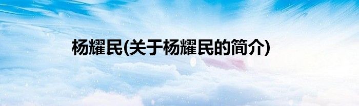 杨耀民(关于杨耀民的简介)