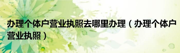 办理个体户营业执照去哪里办理（办理个体户营业执照）