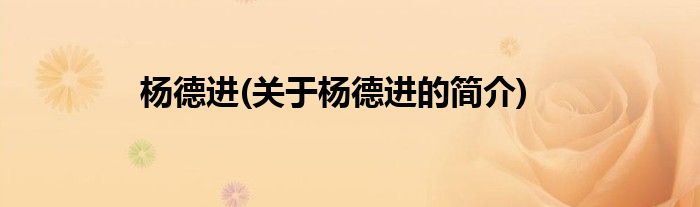 杨德进(关于杨德进的简介)