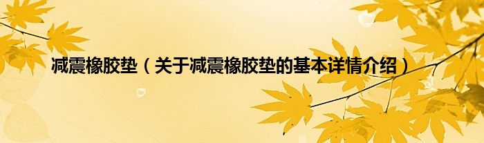 减震橡胶垫（关于减震橡胶垫的基本详情介绍）