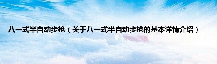 八一式半自动步枪（关于八一式半自动步枪的基本详情介绍）