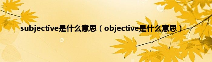 subjective是什么意思（objective是什么意思）