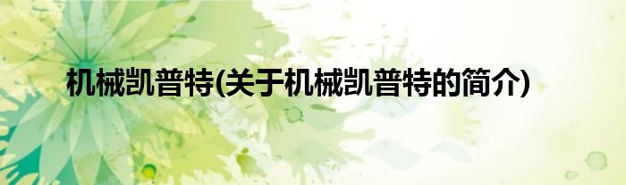 机械凯普特(关于机械凯普特的简介)
