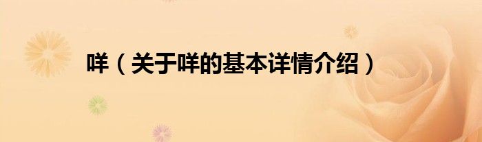 咩（关于咩的基本详情介绍）