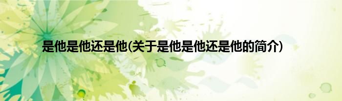 是他是他还是他(关于是他是他还是他的简介)