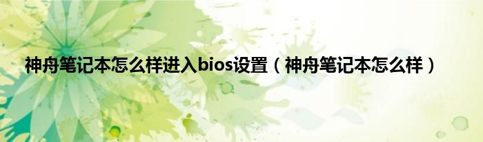 神舟笔记本怎么样进入bios设置（神舟笔记本怎么样）