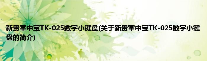 新贵掌中宝TK-025数字小键盘(关于新贵掌中宝TK-025数字小键盘的简介)