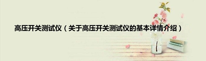 高压开关测试仪（关于高压开关测试仪的基本详情介绍）